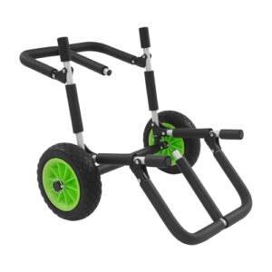 Bollomgy 10 Zoll Kajakwagen, Alu Kanuwagen Faltbare Surfwagen Surfboard Transportwagen für SUP, Stand Up Paddling Board, Kanu Boot - Schwarz+Grün