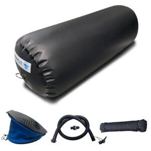 Schwarzer Hochleistungs-Schlauchbootfender, 42 x 100 cm Bootsstoßstange zum Andocken von Yachten und Segelbooten. Ausgestattet mit 10 m doppelt geflochtenem Nylonseil und Fußpumpe.