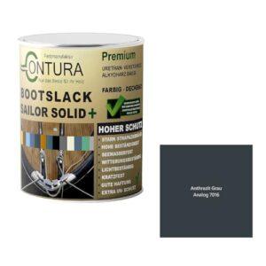 Contura Bootslack Farbig SEIDENMATT Yacht-Buntlack für Metall, Holz und GFK - Anthrazitgrau (RAL 7016 Analog) 500ml