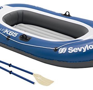 Sevylor Schlauchboot Caravelle KK65, aufblasbares Boot für 2 Personen inkl. 2 Ruder und Fußpumpe, 228 x 120 cm, blau/grau/weiß