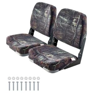 VEVOR Bootssitz mit niedriger Rückenlehne, klappbarer Fischerbootsitz mit verdicktem Schwammkissen und PU-Polyestergewebe für Boote, Yachten und Schiffe, Tarnfarbe (2 Sitze)