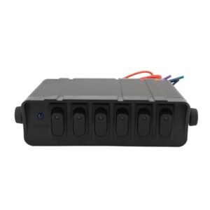6-Gang-Wippschalterkasten für Kraftfahrzeuge, Boote, Wohnmobile und SUVs, DC 12 V bis 24 V, 40 Ampere, ideal für mehrere Zubehörteile gleichzeitig steuern wie Lichtleisten, Nebelscheinwerfer und Rücklichter