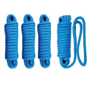 Hochwertige Festmacherleine für Boote, 4 Stück, 12 mm Durchmesser, Länge 6,1 m, Auge 30,48 cm, Bruchlast 2240 kg, blau