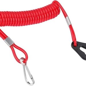 Notausschalter Quickstop für Außenborder - Sicherheitsstoppschalter, HXStar Motorstoppschalter Seil mit rotem Seil und schwarzen Karabinern zum schnellen Stoppen oder Sichern von Motoren