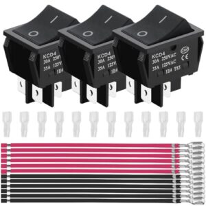 Drei schwarze, unbeleuchtete KCD4-Wippschalter mit vier Pins und 2 Positionen EIN/AUS für Boote