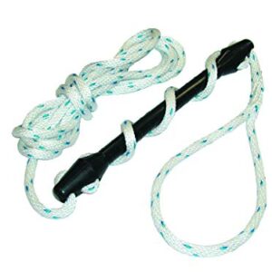 Seilflechter - Festmacher 14mm Ø mit Rückdämpfer, 4m Länge, 30 cm Schlaufe gespleißt, Festmacherleine Weiß/Blau