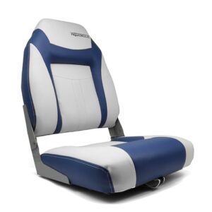 Komfort-Angelstuhl für den Wassersport, Gepolstert, Hohe Rückenlehne, Wasserdicht & Witterungsbeständig, Blau-Weiß