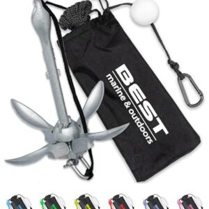 Kraftvoller und langlebiger Anker für Kajakfahrer, Angler und Bootsbesitzer mit 12m langem Seil aus rostbeständigem, galvanisiertem Eisen