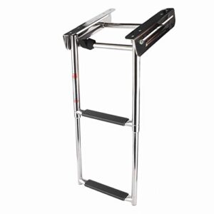 Badeleiter, ausziehbare rutschfeste Ponton-Bootsleiter unter der Plattform mit festem Seil zum Einstieg ins Boot für die Badeplattform, sicherer und bequemer Einstieg in das Boot