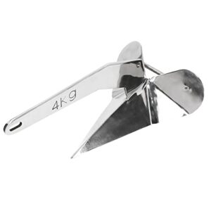 Robuster Bootsanker aus Edelstahl 316 im Delta-Stil, 4 kg, dreieckiger Flügeltyp, Pfluganker zum Anlegen von Booten am Strand, hochwertig und langlebig