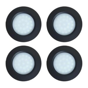 MARVIX 4 x LED 12 V Spot-Leuchten mit Berührungssteuerung, ein-/ausschaltbar, dimmbar, Einbauleuchten für Wohnwagen, Wohnmobil, Boot, schwarze Downlights, warmweiß, 3.000 K