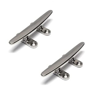 PRIOstahl Klampe, Belegklampe für Boot, Festmacherklampe, Seilklampe, Edelstahl, 200mm x 2 Stück, V4A, Befestigung von Tauwerk und Seilen