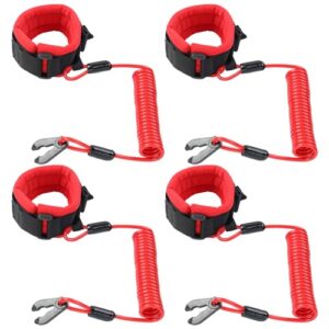Sicherheitsband für Boote, rot, Notfallabschaltung, Handgelenkschlaufe, Ersatzband (4 Stück)