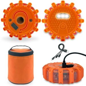 3 Stück Wiederaufladbar Warnleuchten, LED Warnleuchte Auto Panne mit Magnet und Haken, 9 Blinkmodi, Wasserdicht Warnleuchten & Notbeleuchtung Warnlampe für Boote, LKW, PKW, Camping, Bergsteigen, Wandern