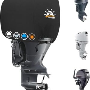 Zettum Außenborder Abdeckung, 600D Oxford Abdeckung für Außenbordmotoren bis zu 25 HP, wasserdichte und robuste Abdeckung für Yamaha, Mercury, Parsun und andere Außenbordmotoren