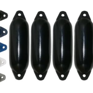 Hochwertiges 4-Fender-Set aus Majoni für Bootssicherheit und Komfort, Langfender ideal für Boote mit 62 x 21 cm Größe, schwarz lackiert, 2-Jahres-Garantie