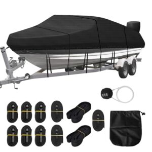 Bootsplane Wasserdicht, 420D Oxford Bootsplane mit Zahlenschloss und Aufbewahrungstasche für Bootspersenning, Schlauchboot Bootsplane für V-Rumpf, Ruderboot, Angelboot