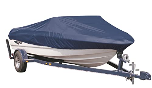 Ganzjährige Bootsabdeckung Größe S 4.25-4.90m Länge / 2.30m Breite für Angler- und Sportboote, marineblaue Winterabdeckung, waterproof, UV-resistent und reißfest