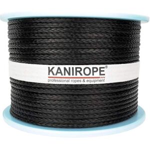 Dyneema Seil PRO 5mm, 100m lang, schwarz, 12-fach geflochten, SK78 verstreckt beschichtet, für Industrie, Sport und Alltag