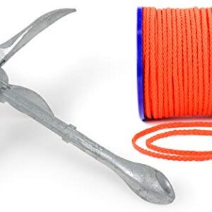 Kunststoff Polyethylen PE Klapp-Anker 3,2 kg mit Ankerleine 15 m Ø 8 mm orange Faltklappanker Stahl Verzinkt