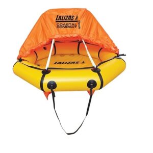 Rettungsinsel mit Dach, Selbstaufblasender für 4 Personen, tragbare Tasche, orange-gelbe Farben, Sicherheitselement für Yachten, Boote und Flugzeuge