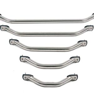 Nautika Edelstahl Handlauf für Boote, verschiedene Durchmesser und Längen verfügbar, aus rostfreiem Edelstahl gefertigt, mit Gummi-Unterlegplatten und Befestigungsschrauben