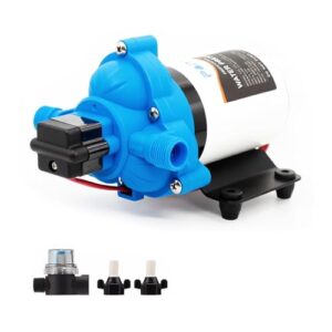 Wasserpumpe, Druckerhöhungsanlage mit Selbstansaugfunktion und Druckschalter für Wohnmobile, Campingfahrzeuge und Yachten.