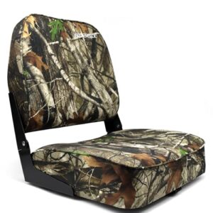 Ergonomischer Angelstuhl mit hoher Lehne und extra dickem Polster für optimalen Sitzkomfort bei Wasserfahrten. Robuste Konstruktion aus witterungsbeständigem Kunststoff und wasserabweisendes Kunstleder.