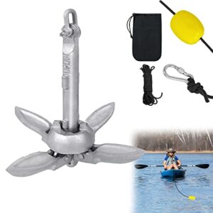Hochwertiger und langlebiger Bootsanker für kleine Boote, Schlauchboote, SUP-Boards, Kajaks und Kanus. Verzinktes Gusseisenmaterial, Klappfunktion, Transportbeutel und Ankersatz inklusive.