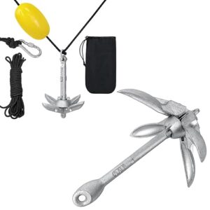 Faltanker Anker Klappanker mit 10 m Ankerseil, sicher für Kajak und Kanu, einschließlich wasserdichter Tasche