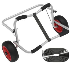 Faltbarer Kajakwagen aus Aluminiumlegierung mit PU-Rädern und Spannriemen für Transport von Kajaks, Kanus, Surfbrettern und Faltbooten