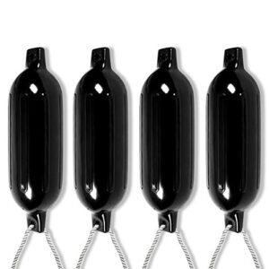 GOPLUS Fender Set 4 Stück, Schwarz, PVC-Fender für Yacht und Segelschiff
