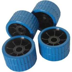 HGW 4 * Bootsrolle PE - Seitenrolle blau für Bootsanhänger, hochwertige Seitenrolle, Pendelrolle, Sliprolle oder Sliphilfe, 22mm Bohrung, 40mm Länge der Bohrung