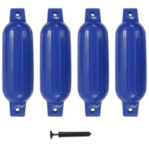 Aufblasbare Bootsfender mit Pumpe für Bootsschutz und -sicherheit, 4er Set aus PVC-Material, Blau, Größe 41x11,5 cm