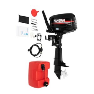 4 Takt Außenbordmotor Benzinmotor, 123ccm 6.5ps Heavy Duty Boot Motor Außenbordmotor Kurzer Welle CDI Wasserkühlter mit Kraftstofftank für Aufblasbare Fischerboot und Angeln