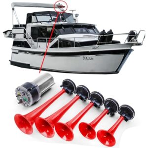 5-Klang-Bootsfanfare mit La Cucaracha Melodie, rot, 118 dB, 12 Volt