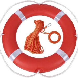 Professioneller Rettungsring mit hochfestem Nylonseil und hoher Tragkraft von bis zu 800 kg für verschiedene Aktivitäten wie Bootfahren, Tauchen, Angeln und Schwimmen geeignet.