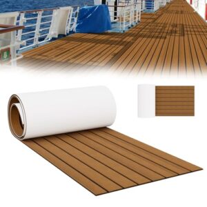 Aufun Eva Schaum Boot Bodenbelag 240x90cm mit 3M Selbstklebender Unterstützung für DIY Boote, Blatt Faux Teak Material für Schiffe, rutschfeste Marineteppich Bootsmatte für Kajak Yacht SwimPool RV