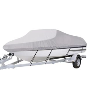 Hochwertige Abdeckplanen für Boote, 600D Oxford Gewebe Bootsabdeckung, Wasserdicht und Anti-UV, für V-Rumpf Boote, Ruderboot, Angelboot, Größe 14-16FT