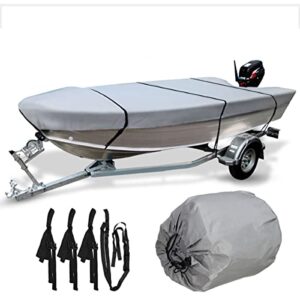 Wasserdichte Bootsplane für trailerable Booten, Heavy Duty Grey Open Boat Persenning mit Anti-UV Schutz und Haltbarkeit.