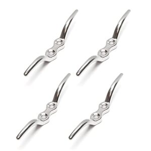 Robuste Edelstahl-Klampe mit zwei Hörnern für sichere Befestigung von Seil und Tauwerk, ideal für Bootsbauvorhaben und Schiffsbereich