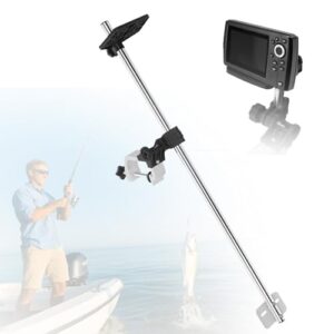 Fischfinderhalterung, Fischfinder Angeln Halterung 360 Grad Schwenkbarer Aluminiumlegierung, Fischfinder-Halterung mit Verstellbare Klemme Universal für Bootsangeln Höhe 80cm