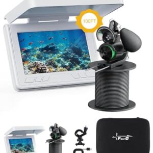 FourQ Unterwasser-Angelkamera mit 220° Ultra-Weitwinkel Video-Fischfinder, 4,3 Zoll HD LCD-Monitor, 5000mAh Akku und 30m wasserdichtem Kabel. Ideal für EIS-, See-, Boots- und Kajakangeln.