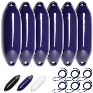 HonuNautic Fenderset 6er, klassische Fender für Motorboote, Yachten und Segelboote mit hochglanzpoliertem Plastisol PVC und konstanter Wandstärke