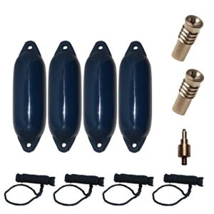 Majoni Komplettset für Boote mit 4 Leinen, 2 Ersatzventilen und 1 Ventiladapter - Navy 62 x 21 cm