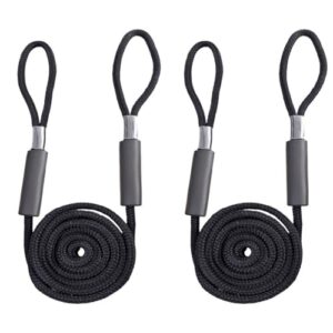 Bungee Dockleine, Festmacher für Boote, Kajak, Jet-Ski und Kanu, mit 38 cm Seilaugen, Schwarz, 2 Stück