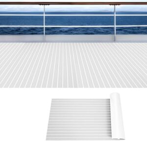 Selbstklebender Teakholzimitat Bodenbelag für Boote und Yachten, 240 x 90 cm, grau und weiß