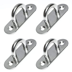 PRIOstahl Mastplatte, Oval mit Bügel, Befestigungshacken und Deckenhaken, 45mm x 16mm, Edelstahl V2A, vier Stück