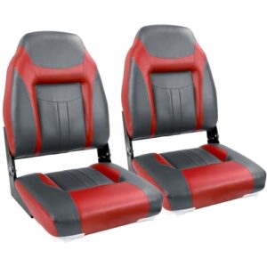 Klappbarer Bootssitz mit hoher Rückenlehne, Edelstahlschrauben im Lieferumfang enthalten, Stil A5-Anthrazit/Rot(2 Sitze)