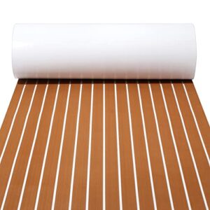 WEAFRICTCH Bootsdeck-EVA Schaum Matte 240x90cm, 6mm Selbstklebende Meeresbodenbelag für Yachten und Boote, rutschfeste Teakholz Holz Terrassendielen Teppich